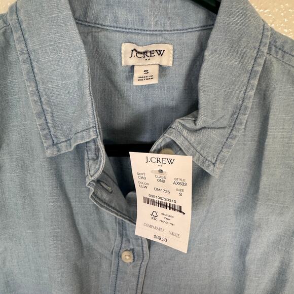 J.Crew Signature Fit Chambray Button-up Shirt WMNS S Lovers Lane Wash Sleeveless - Picture 5 of 8